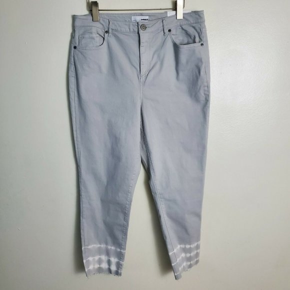 Loft Jeans 32 Curvy Gray Skinny Crop Dip Dye Casual Summer Stretchy Midsize - Picture 1 of 9